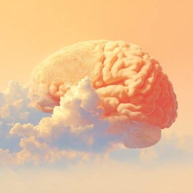 This shows a brain in the clouds.