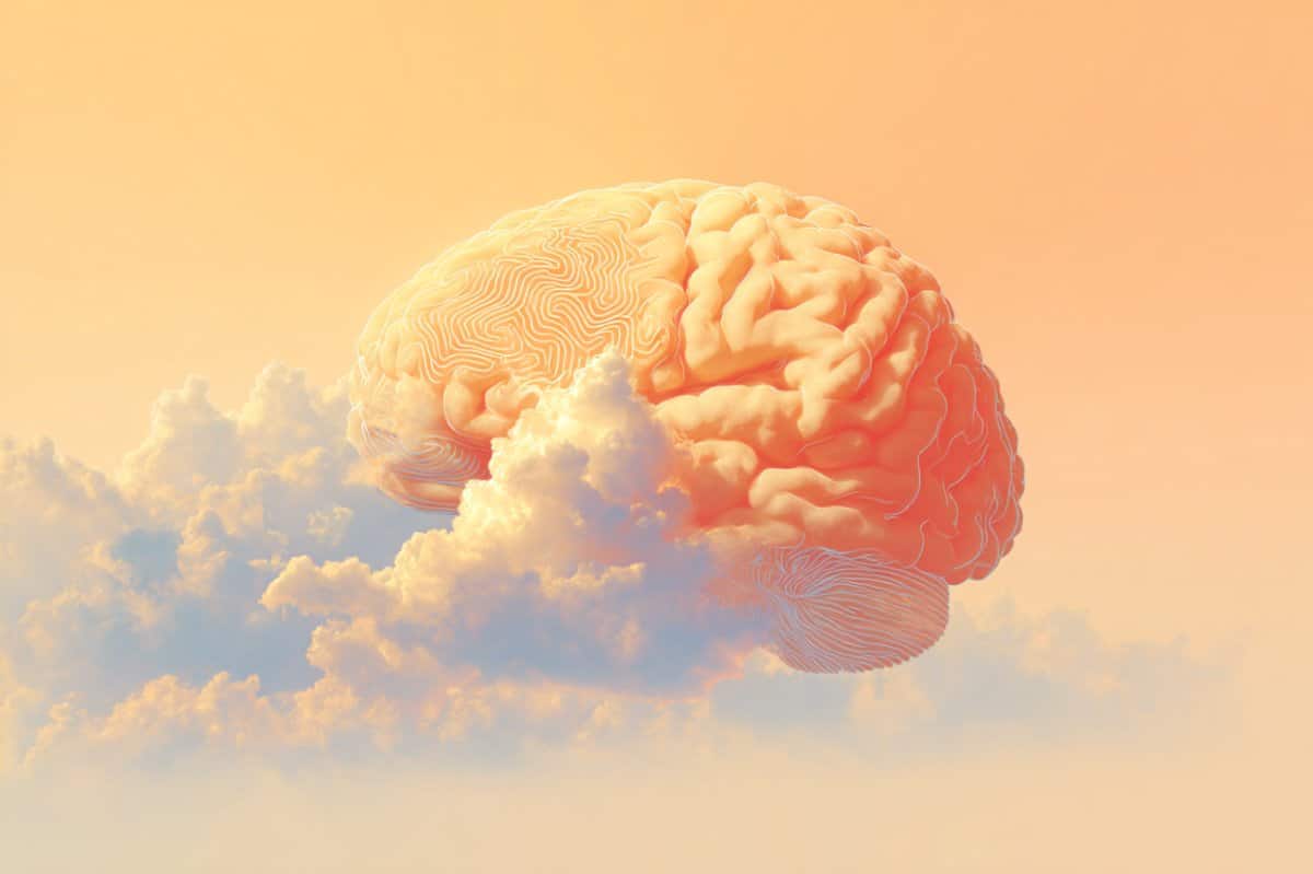 This shows a brain in the clouds.