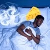 This shows a person sleeping and cheese.