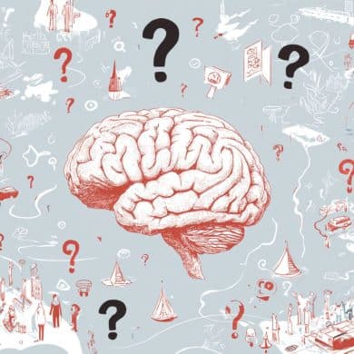 This shows a brain and question marks.