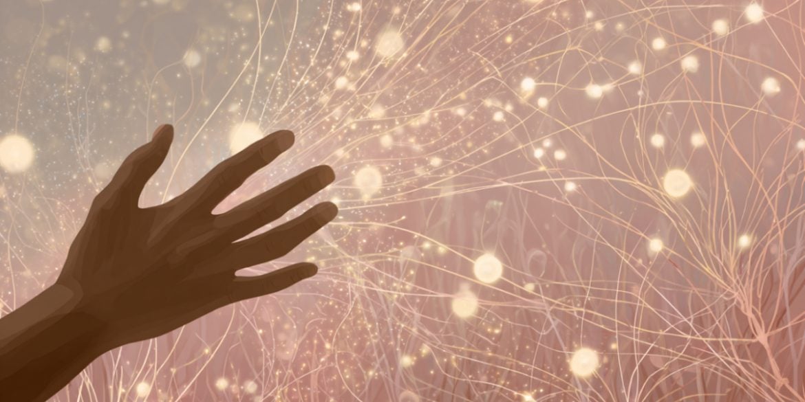 This shows a hand and neurons.