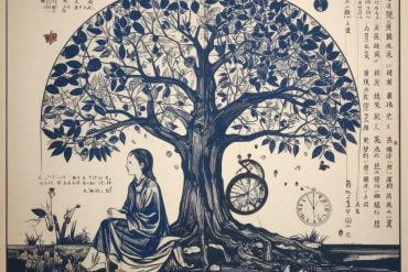 This shows a child sitting under a tree.