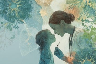 This shows a child and a nurse.