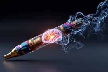 This shows a vape pen and a brain.