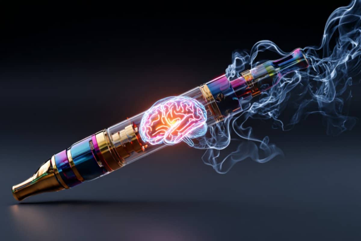 This shows a vape pen and a brain.