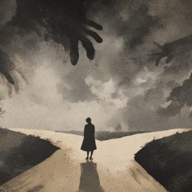 This shows a woman at a crossroads.