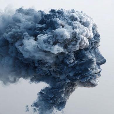 This shows a head made up of clouds.