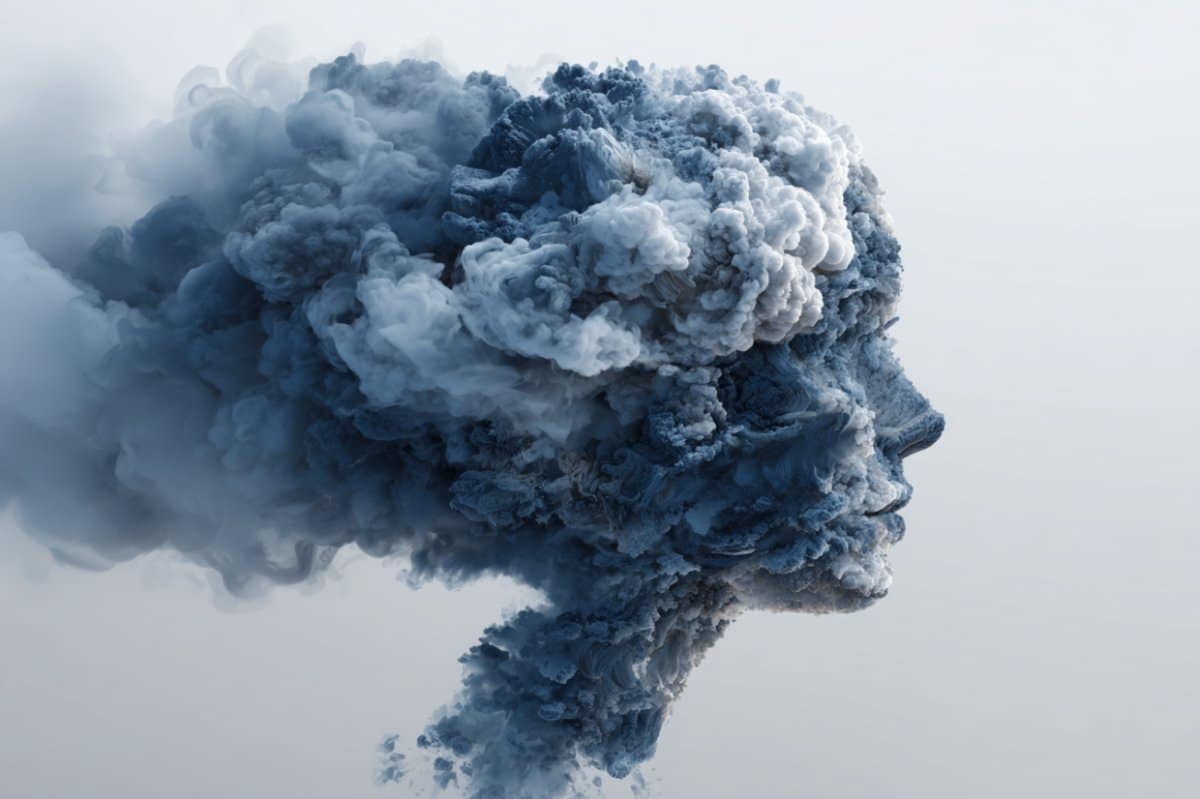 This shows a head made up of clouds.