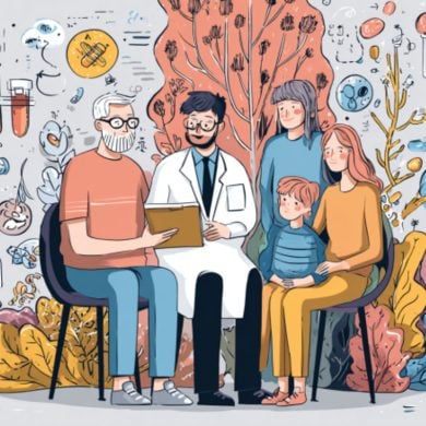 This shows a family consulting with a doctor about treatments.