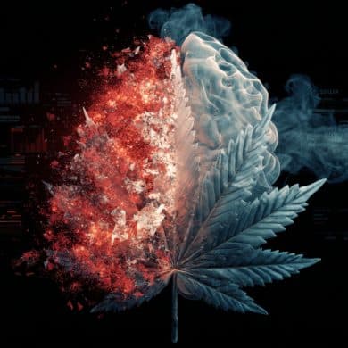 This shows a featured brain and a cannabis leaf.