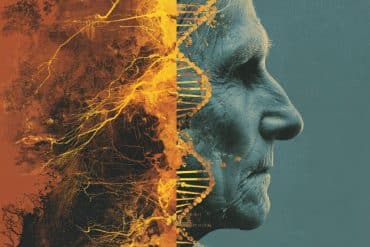 This shows an older man and DNA.