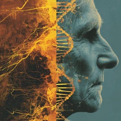 This shows an older man and DNA.