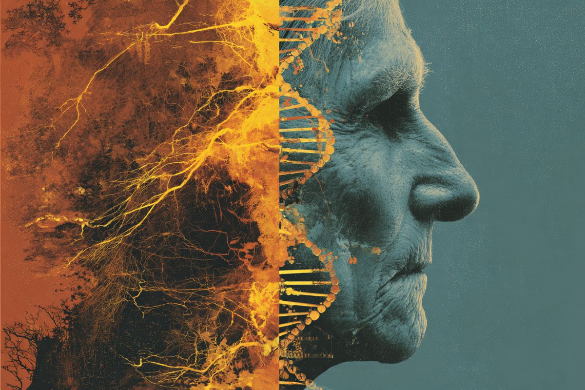 This shows an older man and DNA.