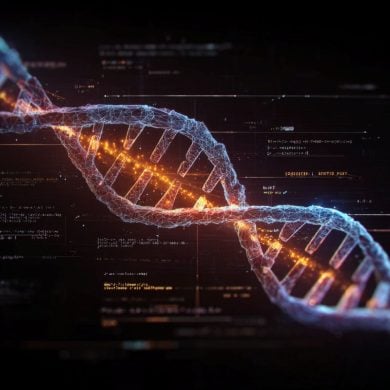 This shows DNA and computer code.