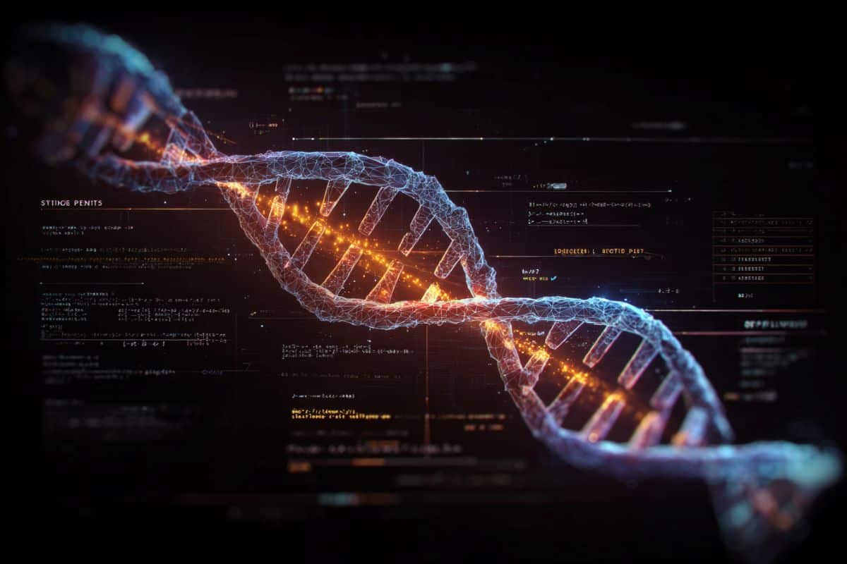 This shows DNA and computer code.