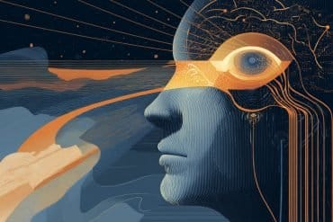 This shows a human head with an illustration of an eye and sound waves, implying the merger of visual and auditory stimuli.