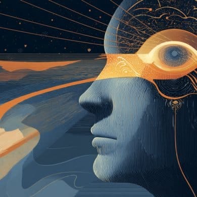 This shows a human head with an illustration of an eye and sound waves, implying the merger of visual and auditory stimuli.