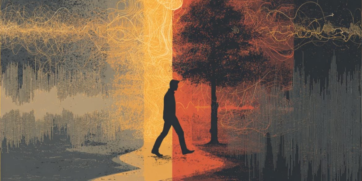 This shows a person walking down a path.