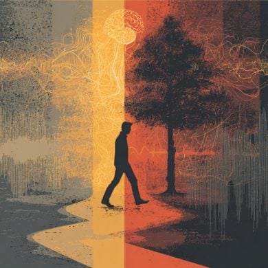 This shows a person walking down a path.