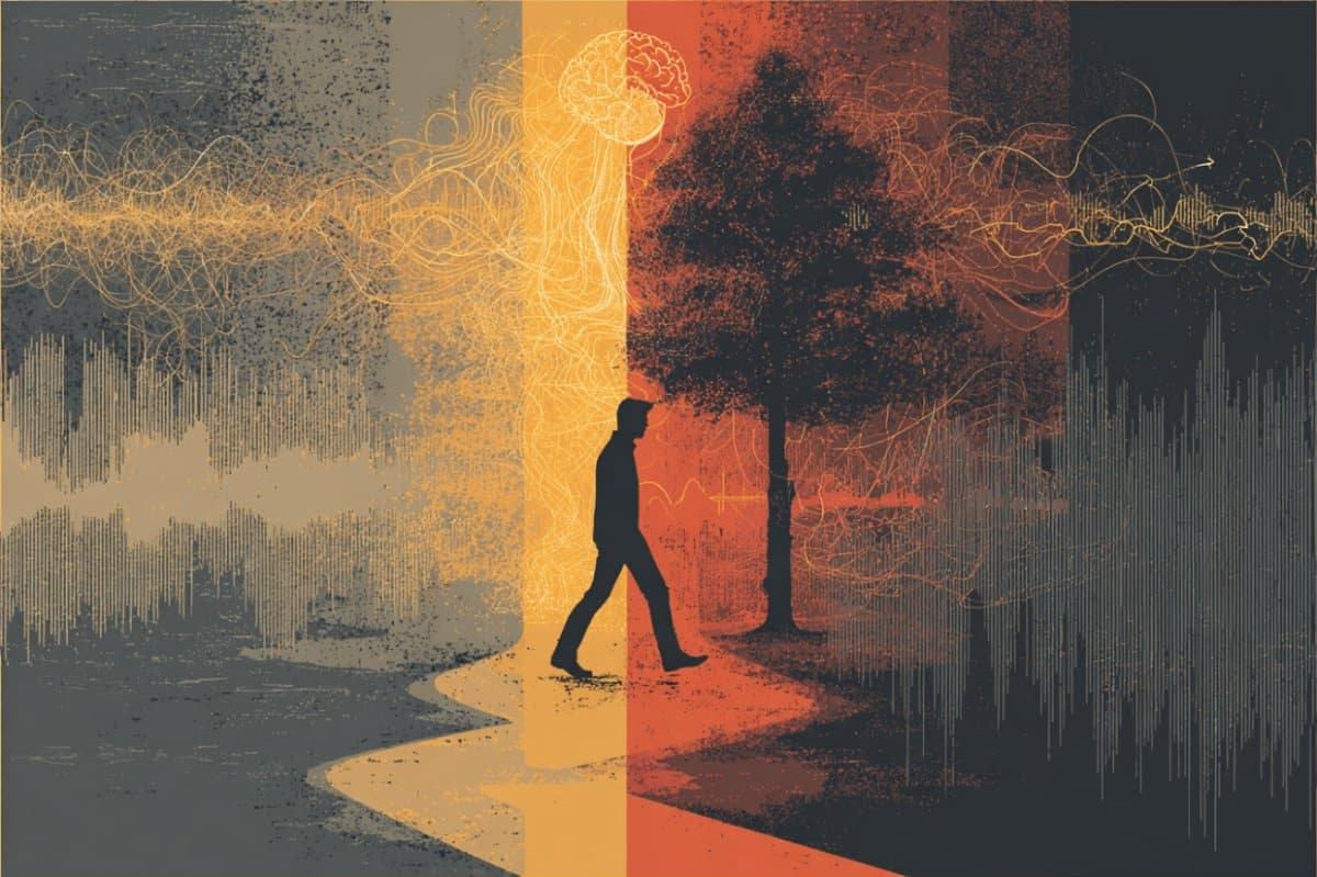 This shows a person walking down a path.