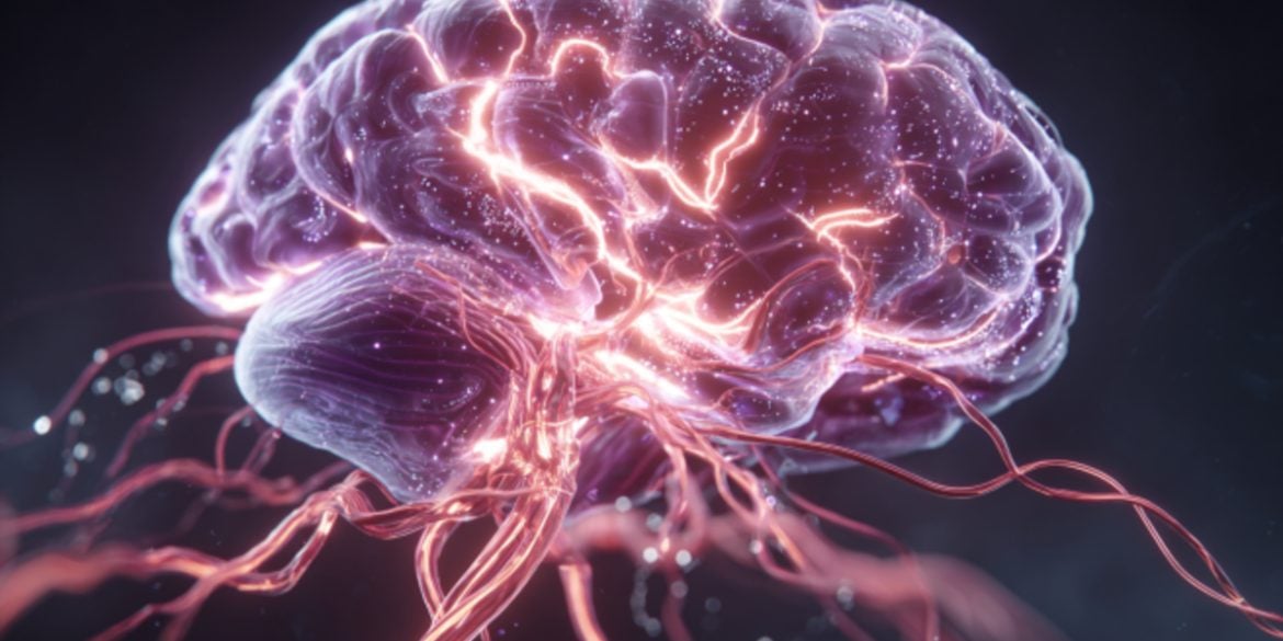 This shows a brain and blood vessels.