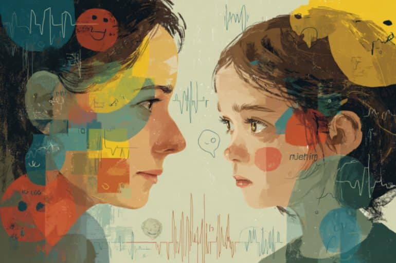 This shows an adult and a child.