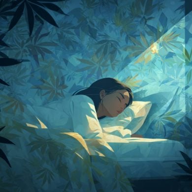 This shows a sleeping woman and leaves.