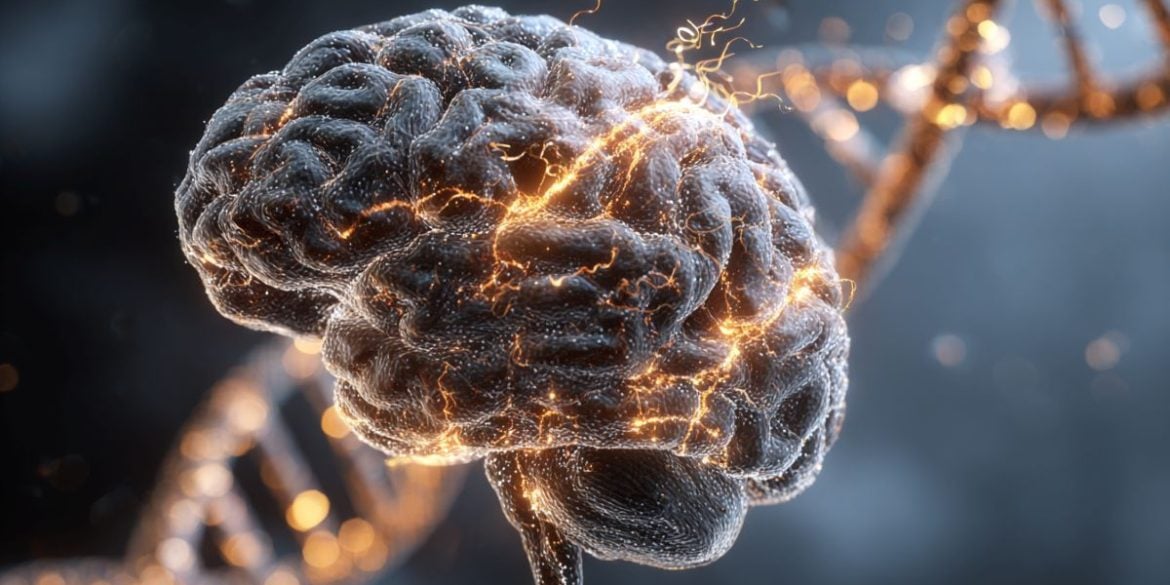 This shows a brain and DNA.