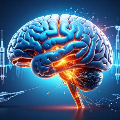 This shows a Brain and insulin syringes.