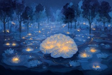 This shows a brain and a night time backdrop.
