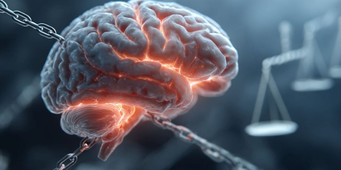 This shows a brain surrounded by chains.