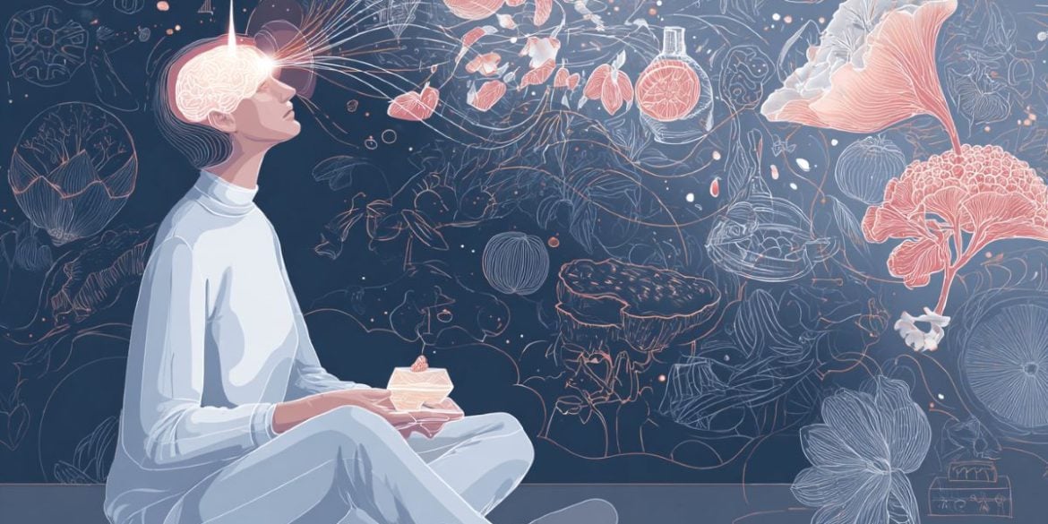This shows a person surrounded by fragrant objects and radio waves.