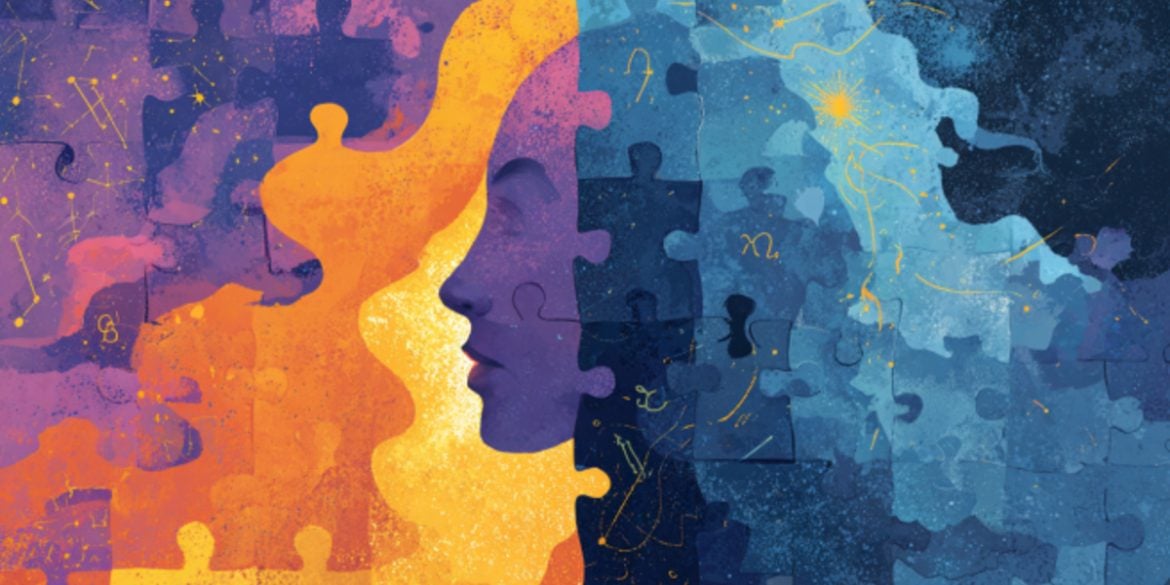 This shows a face and puzzle pieces.