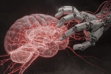 This shows a brain and a robotic hand.