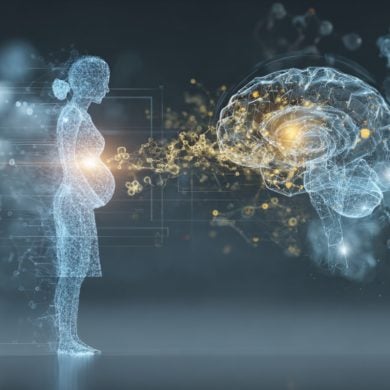 This shows a pregnant woman and a brain.