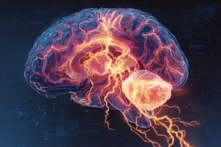 This shows a brain with the striatum highlighted.
