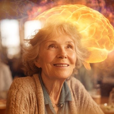 This shows an older woman and a brain.