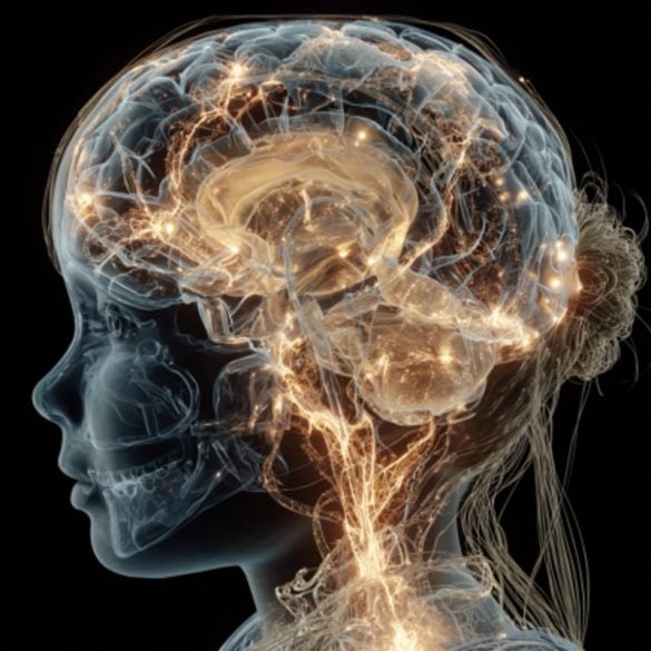 This shows the outline of a child's head and a brain.