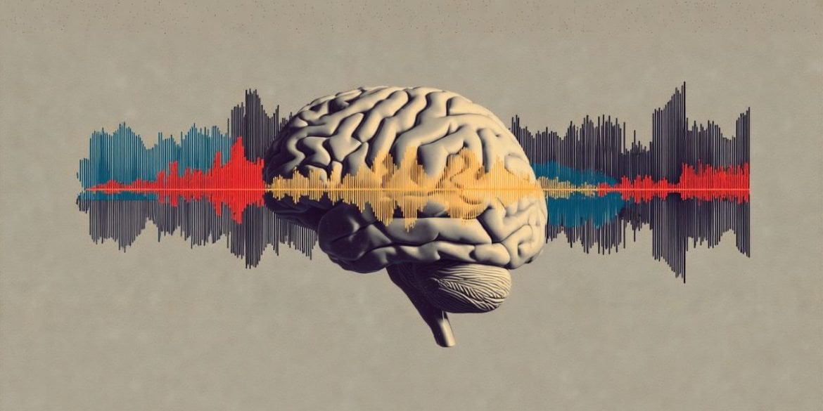 This shows a brain and brain waves.