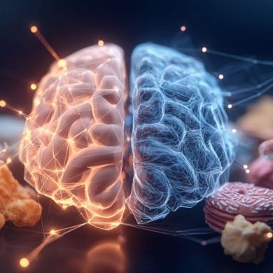 This shows a brain surrounded by food.
