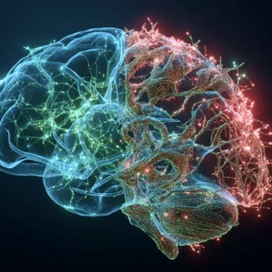 This shows a brain and DNA.