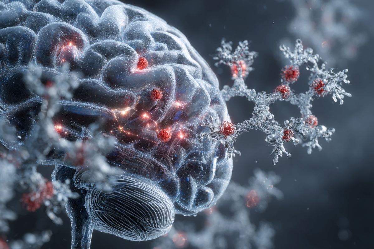 This shows a brain and cancer cells.