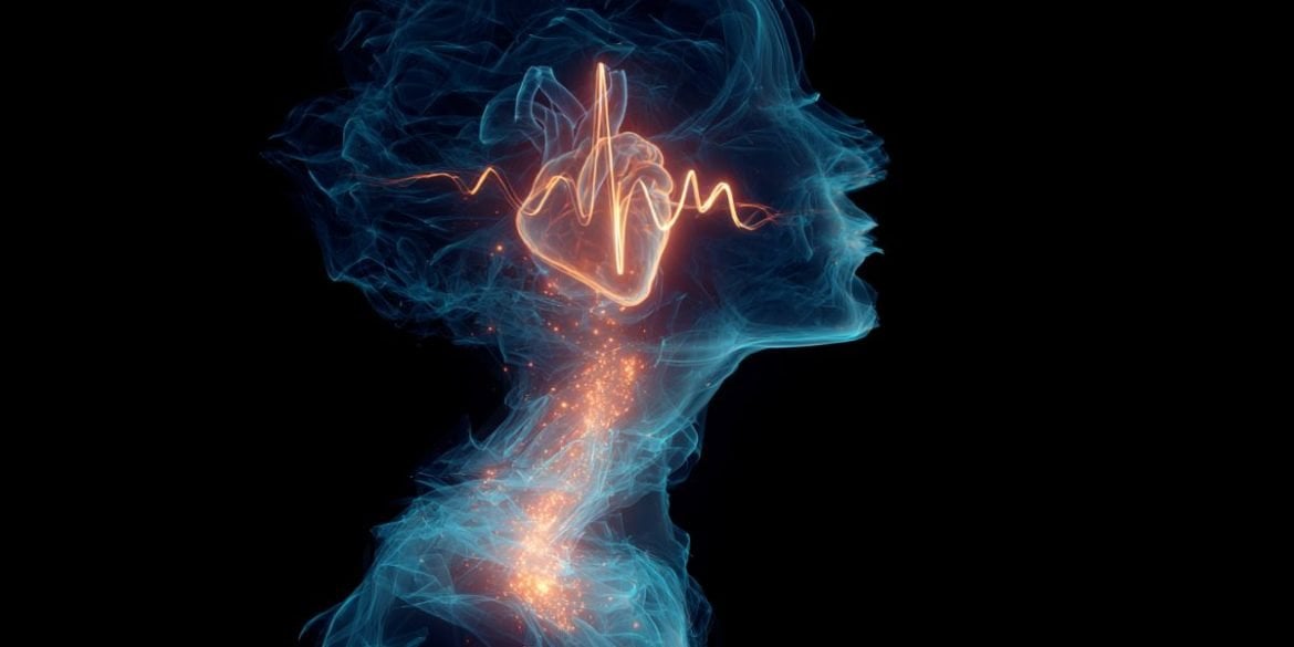 This shows the outline of a woman, a heart and a brain.