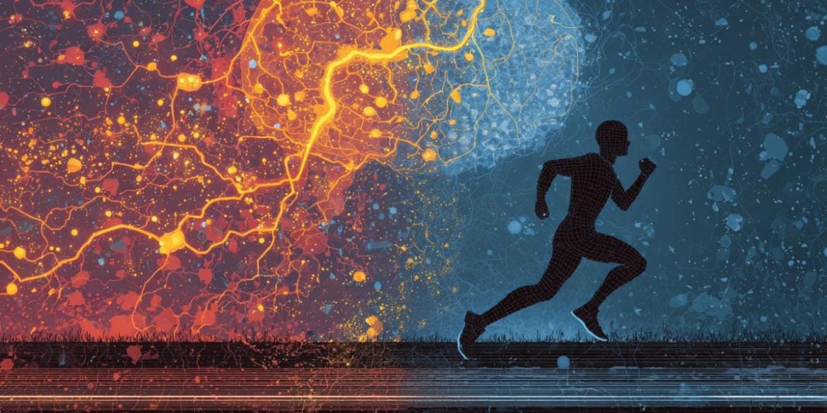 This shows a person running and a brain.
