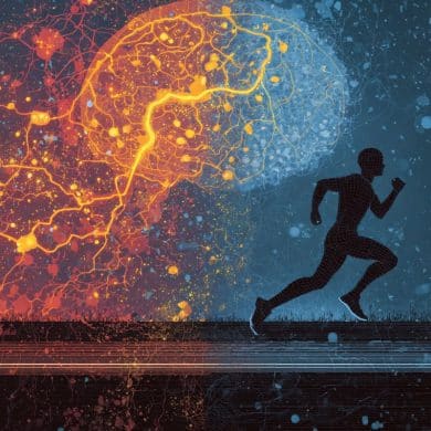 This shows a person running and a brain.