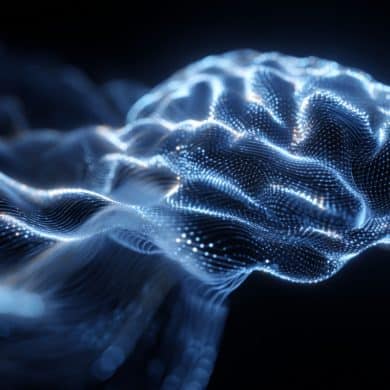 This shows a brain and brain waves.