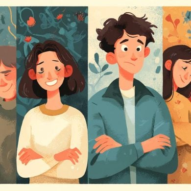 This shows a teen and parents.