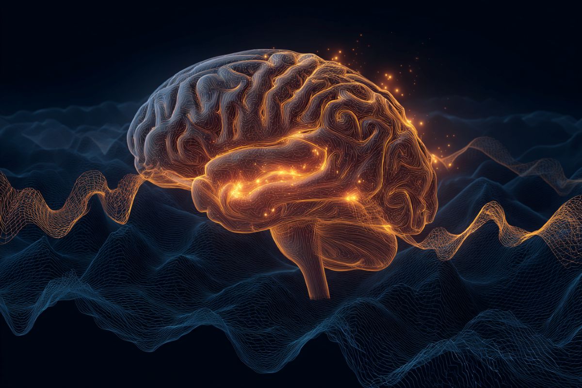 This shows a brain and sleep waves.