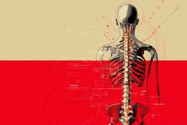 This shows the skeleton with a spinal cord highlighted.