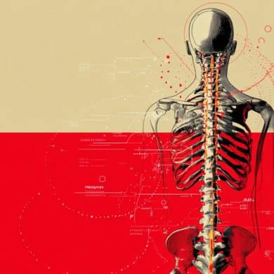 This shows the skeleton with a spinal cord highlighted.